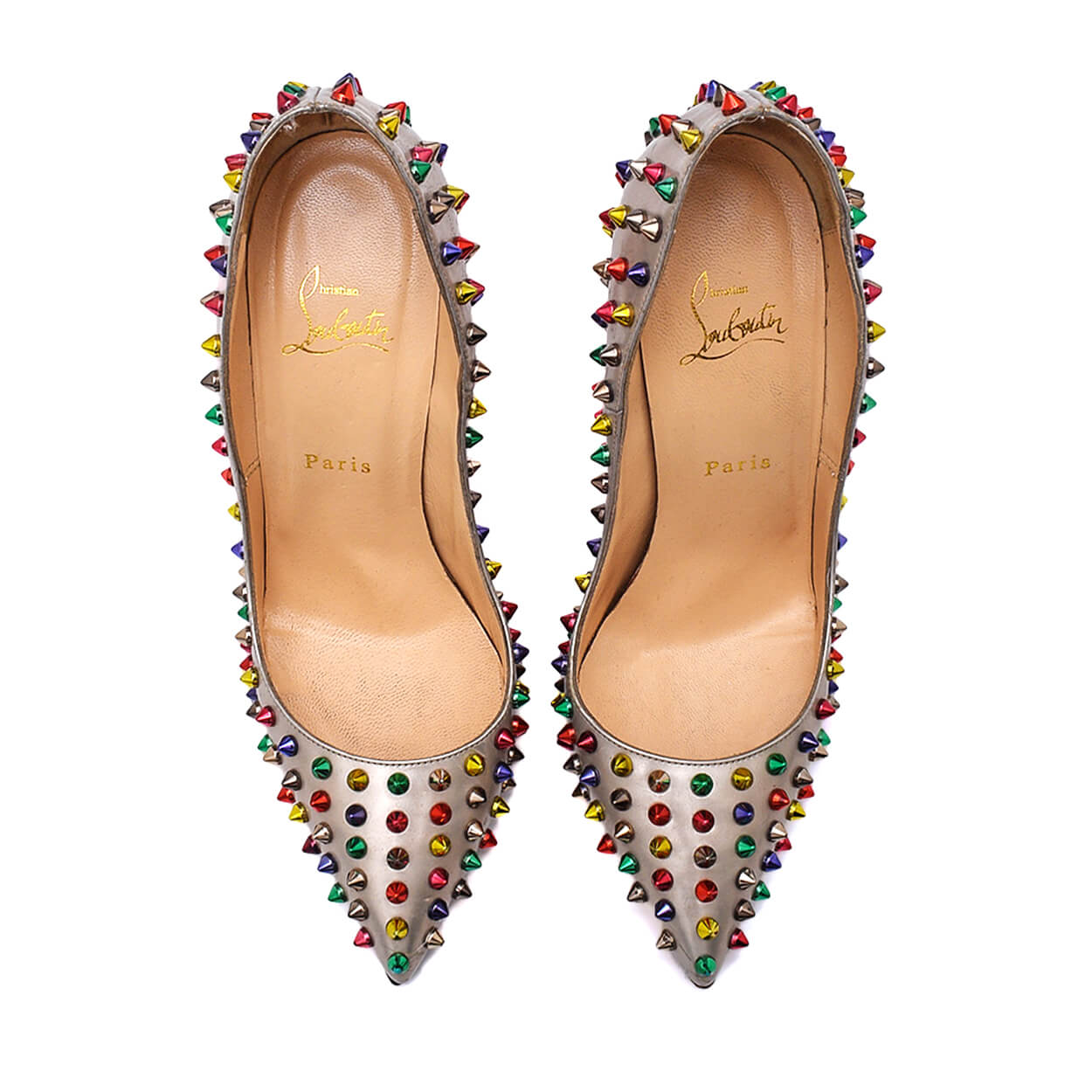 Christian Louboutin - Multicolor Leather Pigalle Follies Spikes Pumps 40